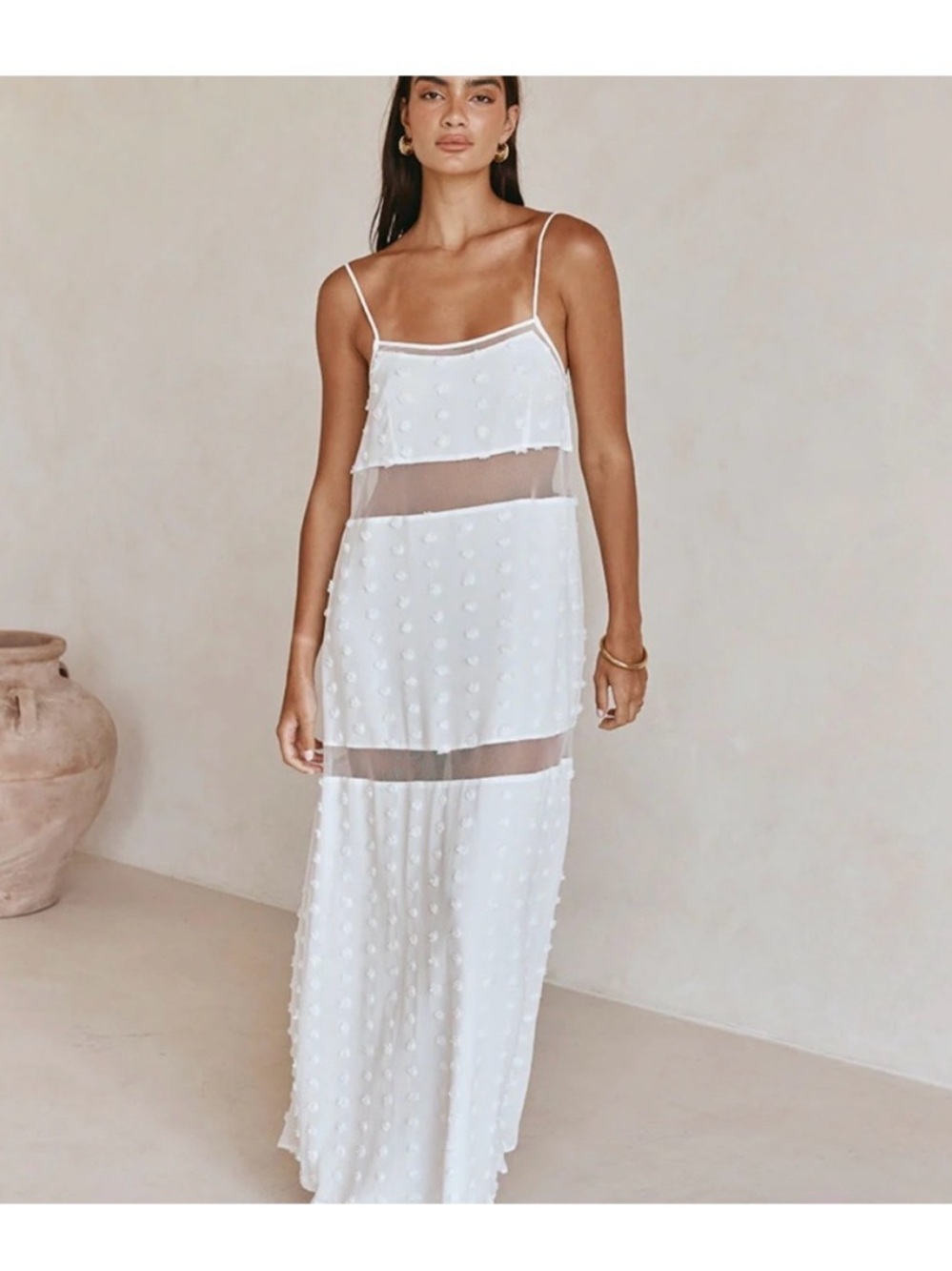 Sabo Skirt White Sheer Panel Maxi Dress - Picture 2 of 3